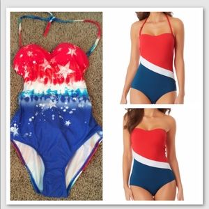 NEW Wonder Woman style OP Swim multicolor Red White Blue 1-pc Bathing Swimsuit